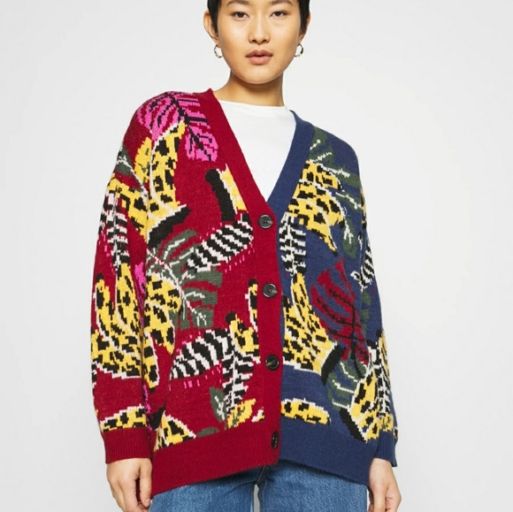 Farm Rio Banana Multi Color Cardigan Sz 